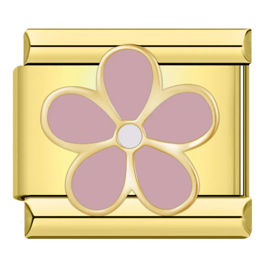 Gold Purple Flower Charm