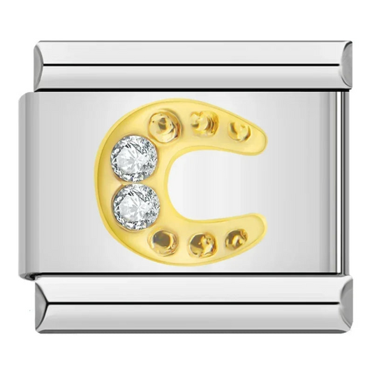 Gemstone Crescent Moon Charm