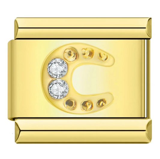 Golden Diamond Crescent Charm
